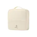 Neceser de maquillaje de viaje minimalista en crema con gran capacidad y asa superior. - Beige
