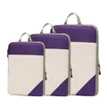 Purple compression packing cubes set of 3 for luggage organization - Three-Piece Set / Blue and Purple