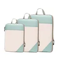 Three-piece compression packing cube set in mint green for travel luggage - Three-Piece Set / Korean Blue