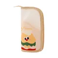 Cute cartoon bear burger portable makeup brush storage bag in cream yellow color - Transparent Style / Cream (Cute Burger)