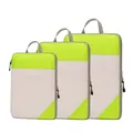 Set of three neon green compression travel packing cubes featuring breathable mesh panels - Three-Piece Set / Fluorescent Green