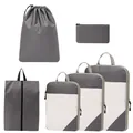 Grey diamond pattern travel packing cubes and storage bag set for luggage organization - 6-Piece Set / Gray