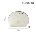 Durable beige Taslon fabric travel cosmetic storage bag with zipper and size markings - Makeup Bag