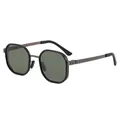 Professional vintage men's polarized sunglasses with dark hex frame and UV protection - C5 Black Gun Frame Green Lens