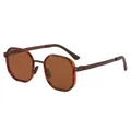Retro men's polarized sunglasses featuring tortoiseshell frames and classic brown lenses - C6 Tortoiseshell Frame Tea Lens
