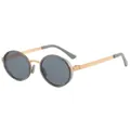 Retro gepolariseerde ronde zonnebril met gouden metalen montuur en grijze glazen. - C7 Grijs Goud Frame Lichtgrijze Lens