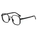 Retro men's black hexagonal frame sunglasses featuring stylish anti-UV clear lenses - C3 Black Frame Clear Lens
