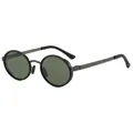 Vintage ronde gepolariseerde zonnebril met gunmetal montuur en donkergroene glazen - C5 Zwart Gun Montuur Groene Lens