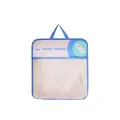 Blue cartoon hanging mesh bag for underwear storage featuring cute Sleepy Moment text - Single Layer Hanging Bag / Deep Blue Dog