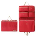 Red multi-compartment travel hanging organizer for socks and underwear storage bag - Watermelon red
