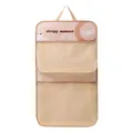 Beige and pink cartoon hanging storage bag for underwear organizer with mesh pockets - Double Layer Hanging Bag / Milk Tea Bear
