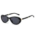 Stylish black folding sunglasses for women with UV protection and large oval frames - Black