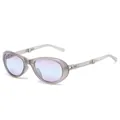 Foldable oversized sunglasses with grey transparent frame and gradient lenses - C3 Jelly Grey Frame Purple Blue Lens / Jelly Grey