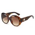 Stylish tortoiseshell oversized round sunglasses with gradient lenses and UV protection - Tortoise Frame Gradient Tea