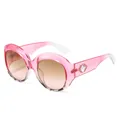 Oversized round sunglasses with pink gradient frame and UV protection for women SKU - Pink Hawksbill Frame Tea Pink Lens