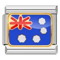 Detailed view of an Australian flag Italian modular charm link in stainless steel. - Australia Flag Style (C0796)