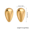 18k gold plated teardrop earrings with dimensions 2.6cm by 4.1cm and weight 16.1g total - Convex Stud Earrings / Gold
