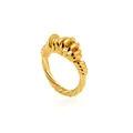 Elegant 18K gold plated creative threaded ribbed ring for women fashion jewelry gift - Size 7 / Hollow Wrapping Threaded Style / Gold
