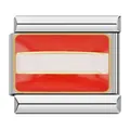 Italian charm link with Austrian flag design in stainless steel and red white enamel - Austria Flag Style (C0773)