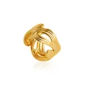 Creative 18K gold-plated irregular geometric wavy thread ring with high-polish finish - Size 7 / Irregular Wave Threaded Style / Gold