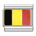 Stainless steel modular bracelet charm featuring a Belgium flag drip glue design - Belgium Flag Style (C0774)