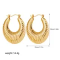 Orecchini a cerchio geometrici irregolari placcati oro 18 carati da donna, 14,4g - Orecchini a Cerchio a Righe