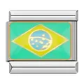 High quality stainless steel Italian modular charm with Brazil flag enamel design - Brazil Flag Style (C0775)
