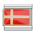 Custom stainless steel Italian link charm featuring the Danish flag design for DIY jewelry - Denmark Flag Style (C0778)