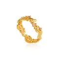 Elegant creative irregular wavy ring with sparkling zircon stones in 18K gold plated finish - Size 7 / Twisted Micro-pave