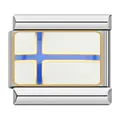 Finland flag Italian charm link made of stainless steel with gold border for DIY bracelet. - Finland Flag Style (C0779)