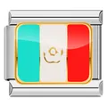 Stainless steel Italian modular charm link with Mexico flag design for DIY jewelry - Mexico Flag Style (C0785)