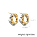 Eleganti orecchini a perno geometrici irregolari bicolore placcati in oro 18 carati - Orecchini Irregolari Bicolore