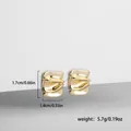 Eleganti orecchini a cerchio geometrici irregolari dorati placcati in oro 18 carati. - Orecchini a Bottone Quadrati Plissettati