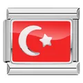 Premium stainless steel Italian modular charm link with Turkish national flag design - Turkey Flag Style (C0793)