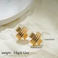 Eleganti orecchini a lobo a forma di X placcati in oro 18 carati, design vintage - Mini Orecchini Dorati a Quattro Angoli