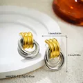 Eleganti orecchini vintage testurizzati placcati oro 18k in tonalità miste oro e argento - Orecchini a Linea Grande di Colore Misto