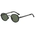 Vintage ronde metalen zonnebril met donkergroene glazen en volledige UV-bescherming - C5 Zwart Gun Montuur Groene Lens