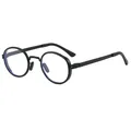 Stijlvolle retro ronde bril met zwart metalen frame voor heren en dames Glas - C3 Zwart Montuur Klare Lens