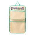 Two-tier cartoon hanging organizer bag for underwear storage with mint green trim - Double Layer Hanging Bag / Fruit Green Letters