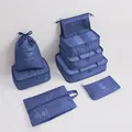 7-piece blue cationic oxford travel packing cubes set with organizer pouches - Standard Style (8-Piece Set) / 8-Piece Set / Navy Blue