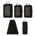 Set of 5 black Taslon mesh compression travel packing cubes and organizer bags for luggage - Black