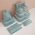 Light blue cationic Oxford cloth travel packing cube set for organized luggage storage. - Standard Style (8-Piece Set) / 8-Piece Set / Korean Blue