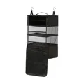 Professional black foldable hanging closet organizer with mesh shelves and secure zipper pockets - Triple Layer / Rum Black