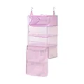 Foldable multi-layer hanging travel storage organizer in lavender purple with hooks - Triple Layer / Violet