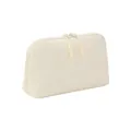 Large cream white water resistant travel organizer pouch with dual zipper closure - S / Beige