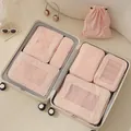 Premium 7-piece travel packing cubes set in light pink for efficient suitcase organization - Pink