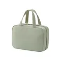 Large capacity sage green Taslan folding travel organizer bag with handle for cosmetics - Matcha Green