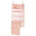 Durable pink hanging travel organizer with multi-layer mesh compartments for clothes - 4 Tiers / Rose Pink