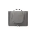 Borsa da toilette grigia in Taslon con tre cerniere e maniglia robusta per trucchi - Grigio scuro