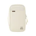 Water-resistant Taslon multifunctional passport bag in cream white with RFID protection - S / Beige